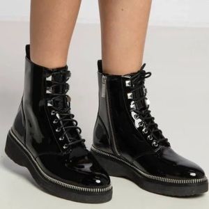 Haskell Patent Leather Combat Boot - size 7